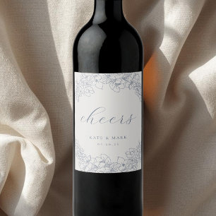 Étiquettes de bouteille de vin de mariage à fleurs