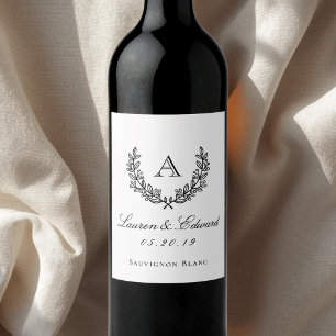 Étiquettes de bouteille de vin de mariage à monogr