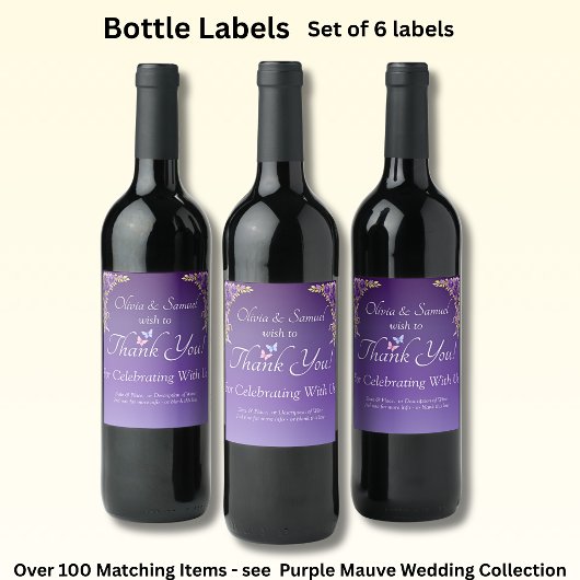 Étiquettes De Bouteille De Vin, Fleurs Mauves Viol