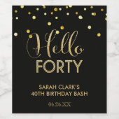 Étiquettes de bouteille de vin Hello Forty (ou vin (Étiquettes simples)