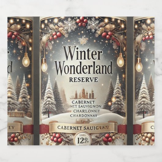 Étiquettes de bouteille de vin mousseux de Noël (4 (Étiquettes simples)