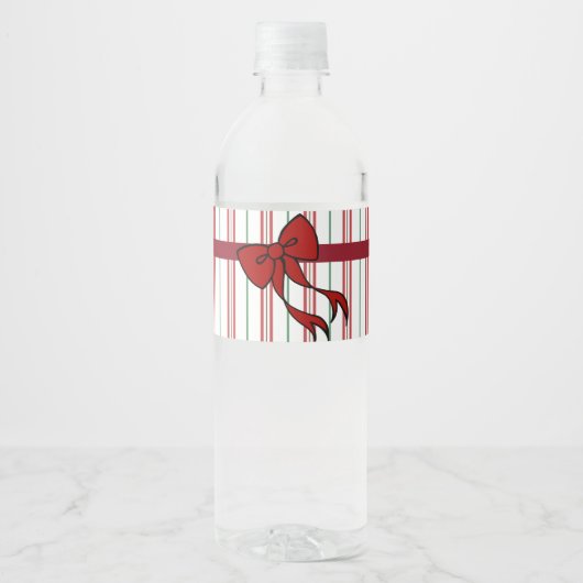 Étiquettes de bouteille d'eau à ruban de Noël  (Devant)