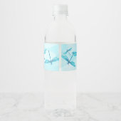 Étiquettes de bouteille d'eau de libellule turquoi (Dos)