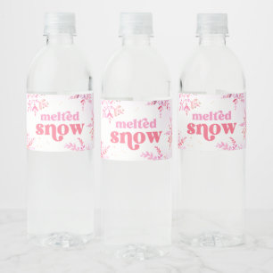 Étiquettes de bouteille d'eau de neige fondue rose