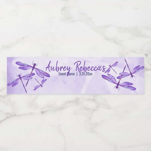 Étiquettes de bouteille d'eau écriture Dragonfly V (Étiquettes simples)