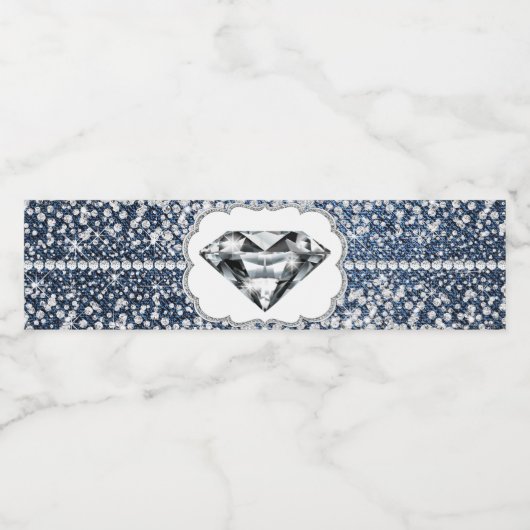 Étiquettes de bouteille d'eau en denim et diamant (Étiquettes simples)