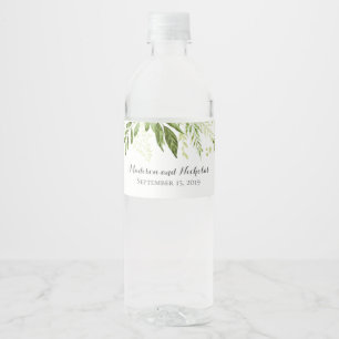 Étiquettes de bouteille d'eau Mariage à feuilles v