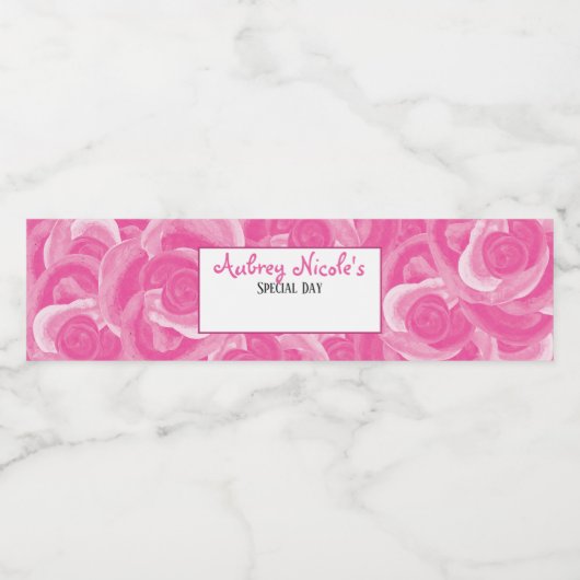 Étiquettes de bouteille d'eau Rose Pâle Inscriptib (Étiquettes simples)