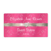 Étiquettes de bouteille d'eau Rose pour Sweet Sixt (Devant)
