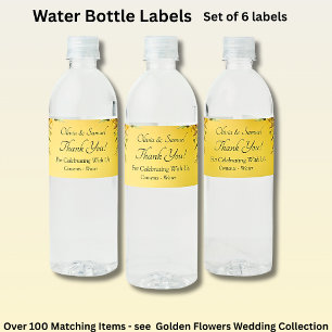 Étiquettes de bouteille, fleur jaune doré