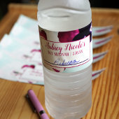 Étiquettes de bouteille magenta et aquamarine fleu