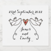 Étiquettes de bouteille Mariage Doves blanches per (Étiquettes simples)