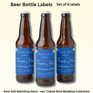 Étiquettes de bouteilles de bière, bleu et blanc C