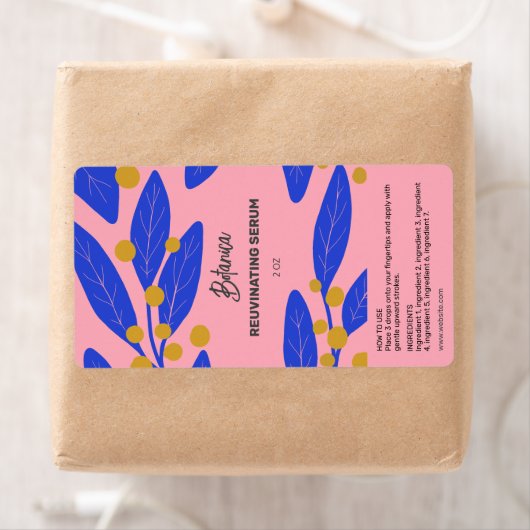 Étiquettes de bouteilles de sève de feuilles botan (En situation)