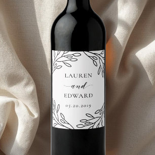 Étiquettes de bouteilles de vin de mariage à motif