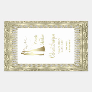 Étiquettes de bouteilles de vin de mariage en or