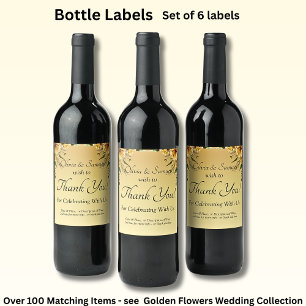 Étiquettes de bouteilles de vin, fleur jaune doré
