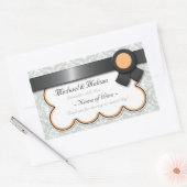 Étiquettes de bouteilles de vin Mariage damassé or (Enveloppe)