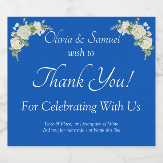 Étiquettes de bouteilles de vin mousseux, bleu et  (Étiquettes simples)