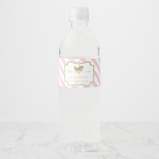 Étiquettes de bouteilles d'eau à thème carrousel (Devant)
