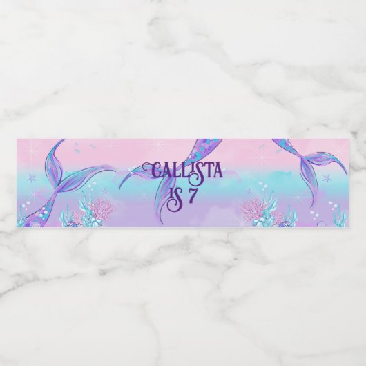 Étiquettes de bouteilles d'eau de la queue de sirè (Étiquettes simples)