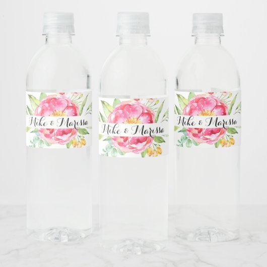 Étiquettes de bouteilles d'eau florales (Bouteilles)