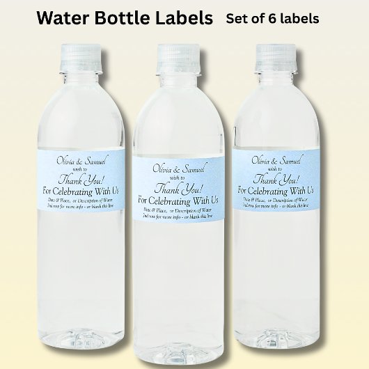 Étiquettes de bouteilles d'eau - Mariage Blue Peon