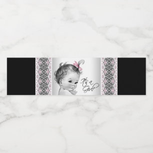 Étiquettes de bouteilles d'eau pour bébé fille ros