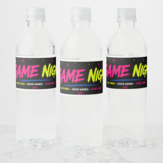 Étiquettes de bouteilles d'eau pour soirée de jeux