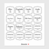 Étiquettes de bouteilles d'huile (Feuille)