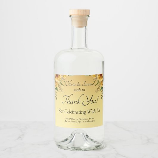 Étiquettes de bouteilles, Fleur Jaune Dorée (Devant)