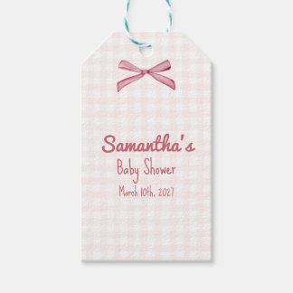 Étiquettes de cadeau Baby Shower Gingham rose