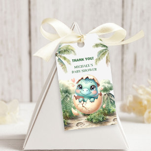 Étiquettes de Cadeau Bébé Dino Adorable Qui Va Écl