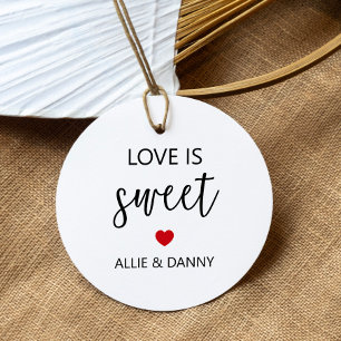 Étiquettes de cadeau d'amour sucré, mariage rouge