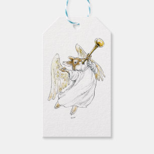 Étiquettes de cadeau d'ange de lapin