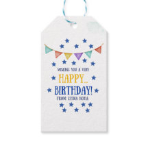 Étiquettes de cadeau d'anniversaire avec fond somb