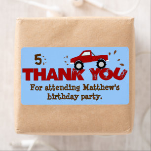 Étiquettes de cadeau d'anniversaire de camion de