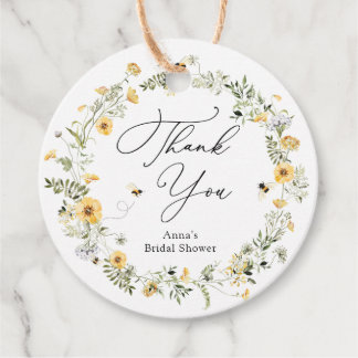 Étiquettes de cadeau de babille de mariée Fleur et