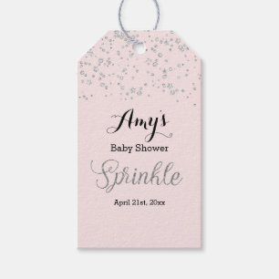 Étiquettes de cadeau de Baby Shower Rose Argent Pa