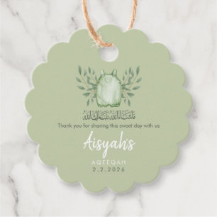 Étiquettes de cadeau de bébé garçon Aqeeqah en ver