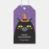 Étiquettes de cadeau de chat noir Halloween (Devant)