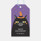 Étiquettes de cadeau de chat noir Halloween (Dos)