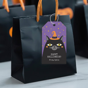 Étiquettes de cadeau de chat noir Halloween