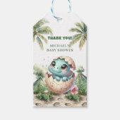 Étiquettes de Cadeau de Douche Bébé Dino Éclosion (Devant)