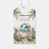 Étiquettes de Cadeau de Douche Bébé Dino Éclosion (Dos)