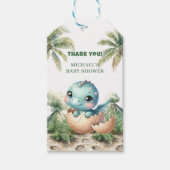 Étiquettes de cadeau de douche Bébé Dino mignon à  (Devant)