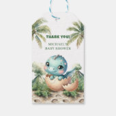 Étiquettes de cadeau de douche Bébé Dino mignon à  (Dos)