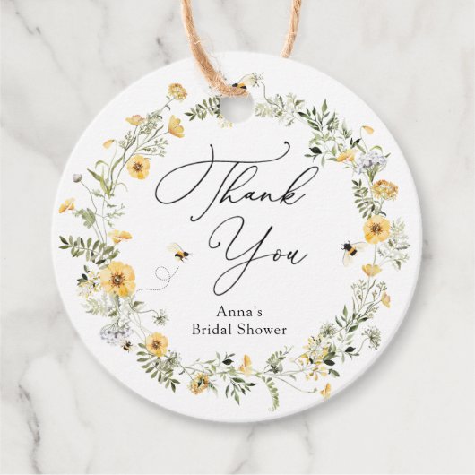 Étiquettes de cadeau de douche de mariage abeille  (Devant)