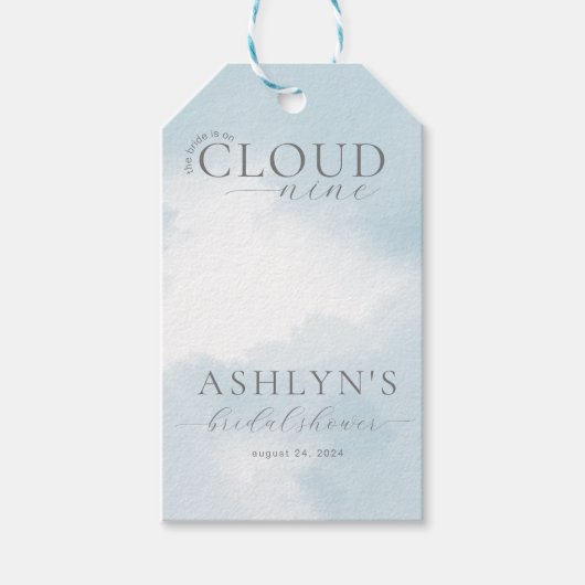 Étiquettes de cadeau de douche de mariage Cloud Ni (Devant)
