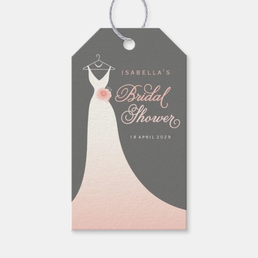 Étiquettes de cadeau de douche de mariage de robe (Devant)